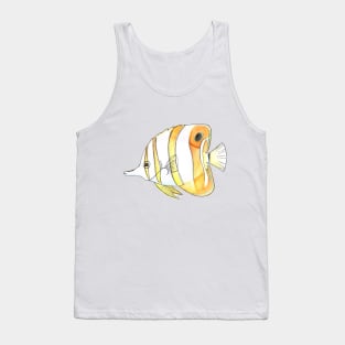 Cute Copperband Butterfly Fish in Watercolor Tank Top